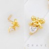 RIBBON DANGLE HEART WITH BEZEL CZ 316L SURGICAL STEEL L-SHAPE NOSE RING